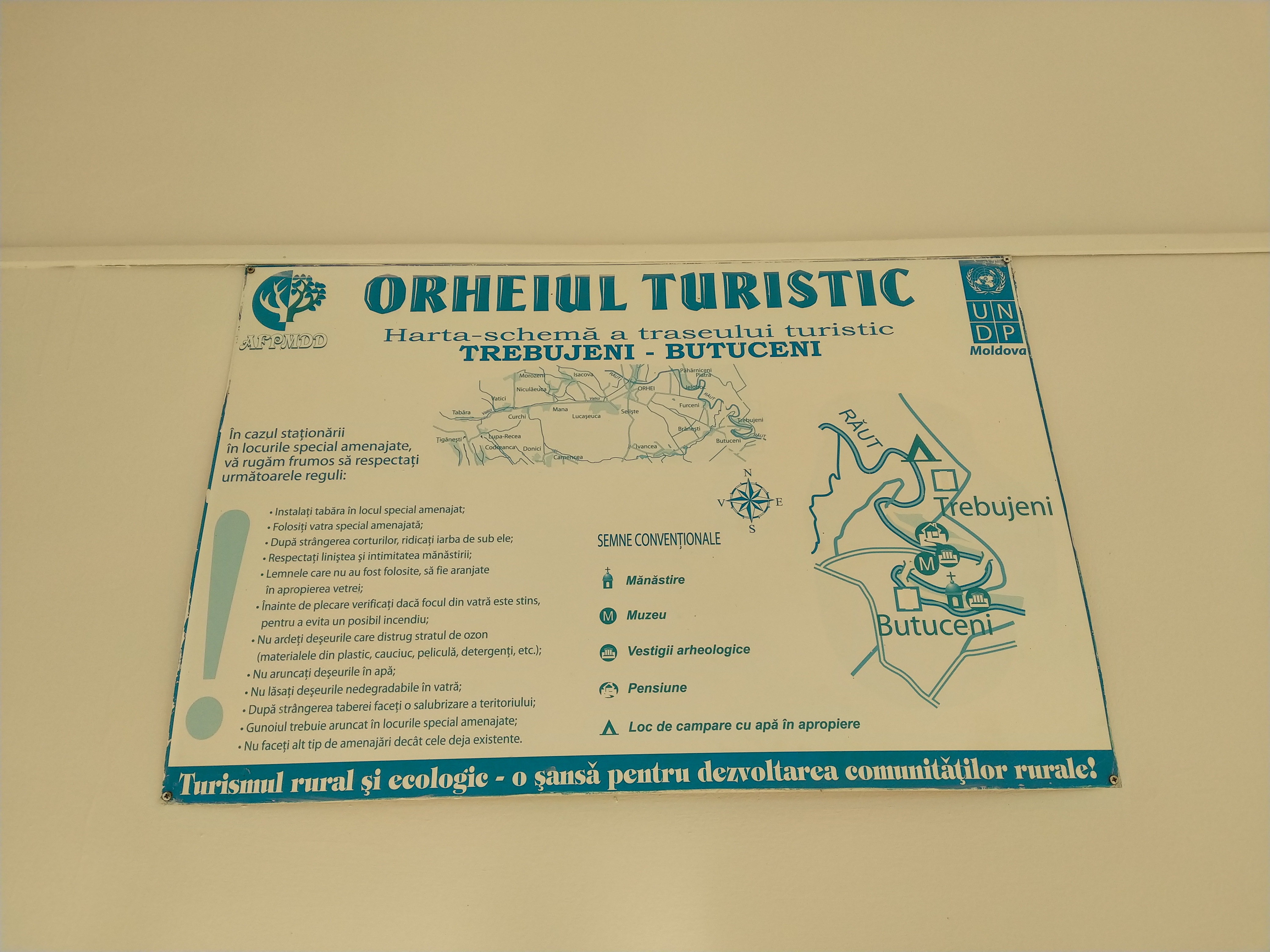 MD, Raionul Orhei, Satul Trebujeni, Harta - schema a traseului turistic Trebujeni - Butuceni