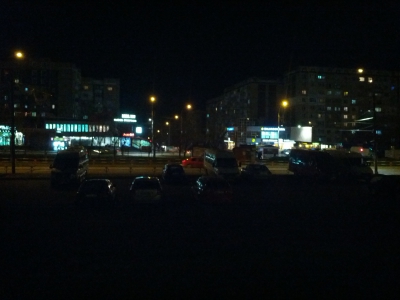 MD, Orasul Chişinău, Vedere de noapte spre Intersectia Bulevardul Mircea cel Batrin cu strada Igor Vieru