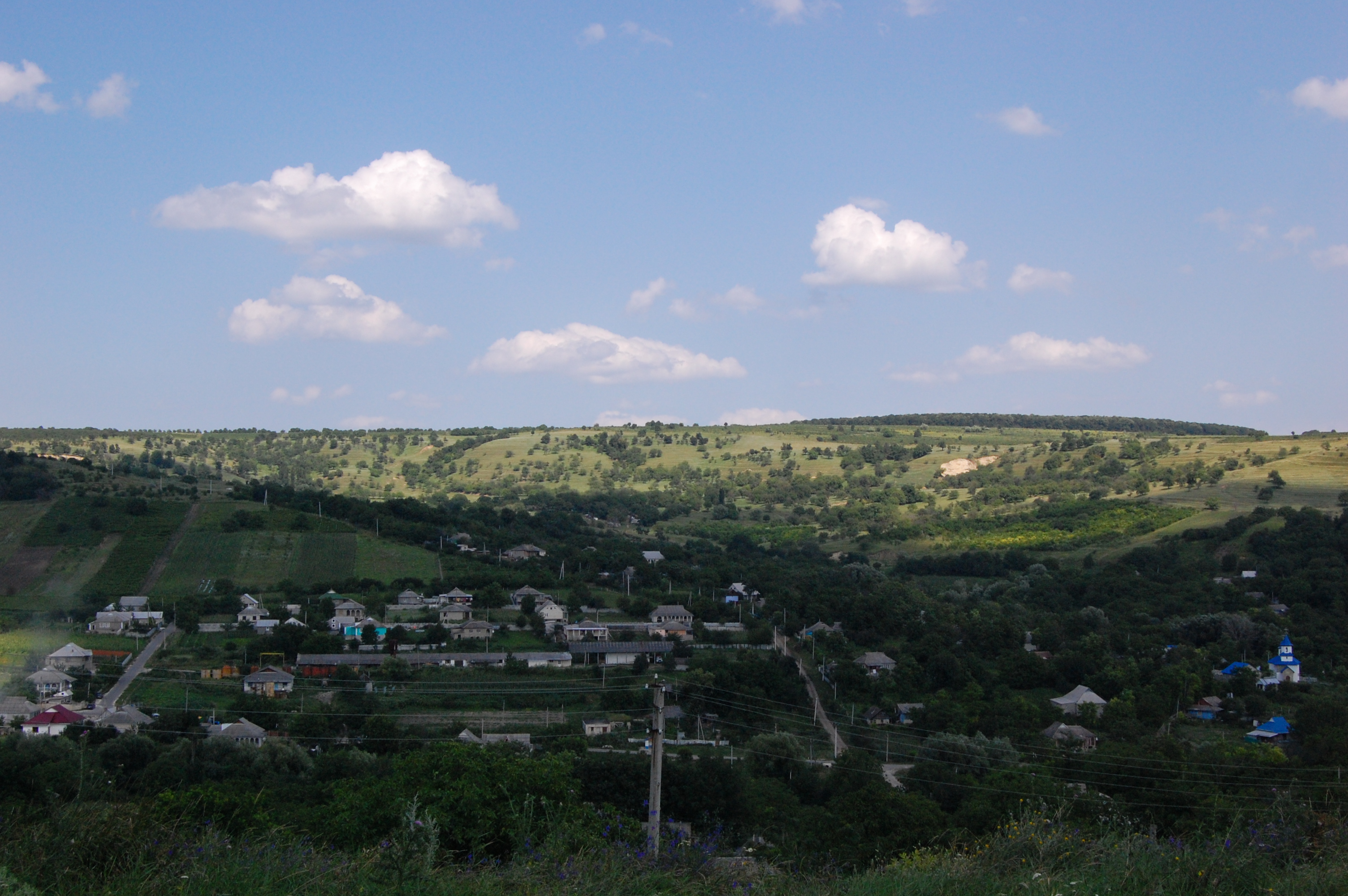 MD, Raionul Nisporeni, Satul Cristeşti, Vedere spre sat de pe drumul national M1