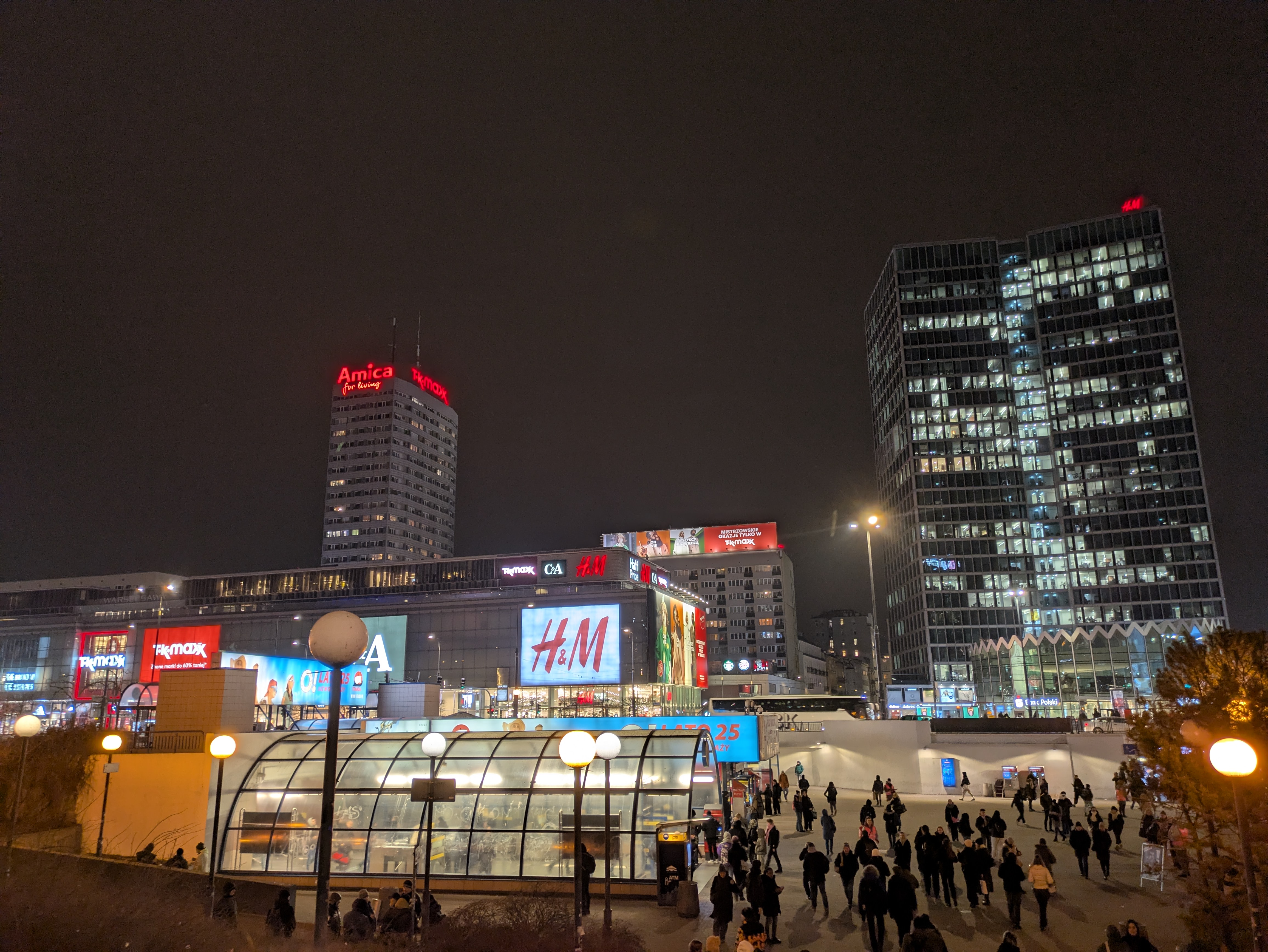 PL, Varșovia, City Center noaptea 