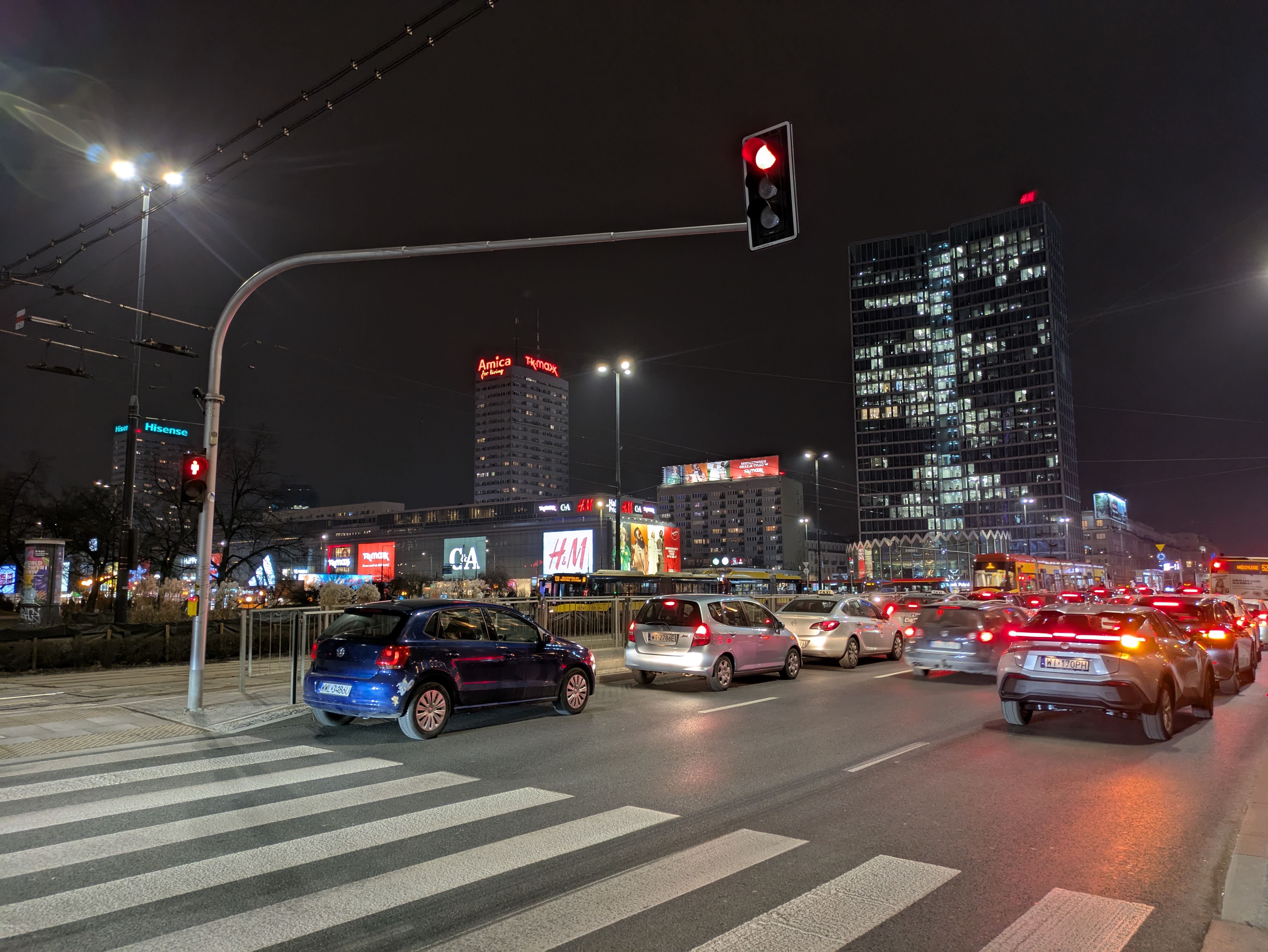 PL, Varșovia in noapte 