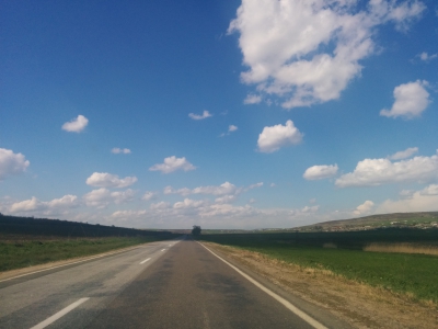 MD, Район Leova, Satul Troian, Drumul R34, Vedere spre satul Troita