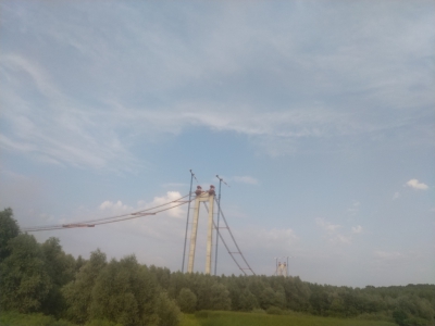 RO, Podul suspendat în construcție de la Brăila